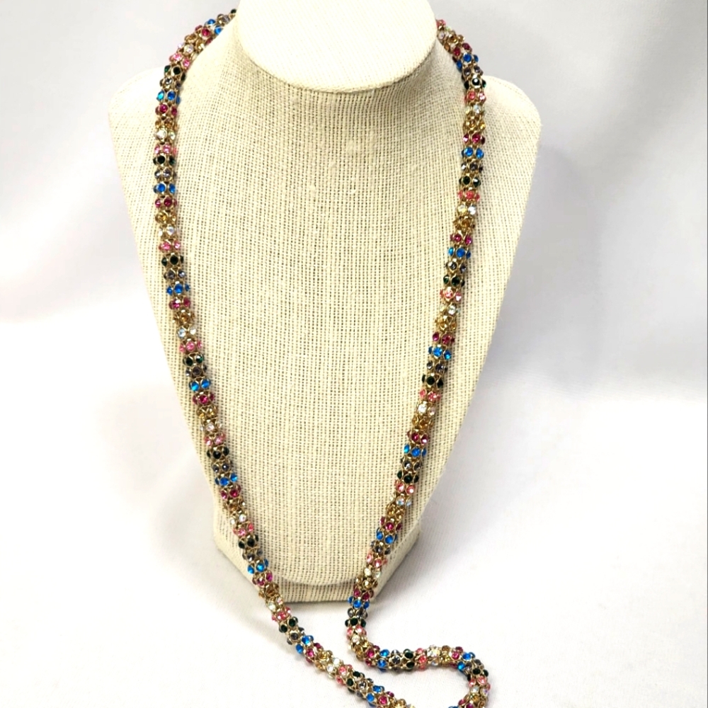 Betsey Johnson Pink and Blue Necklace Vibrant Beaded Design - Picture 6 of 14